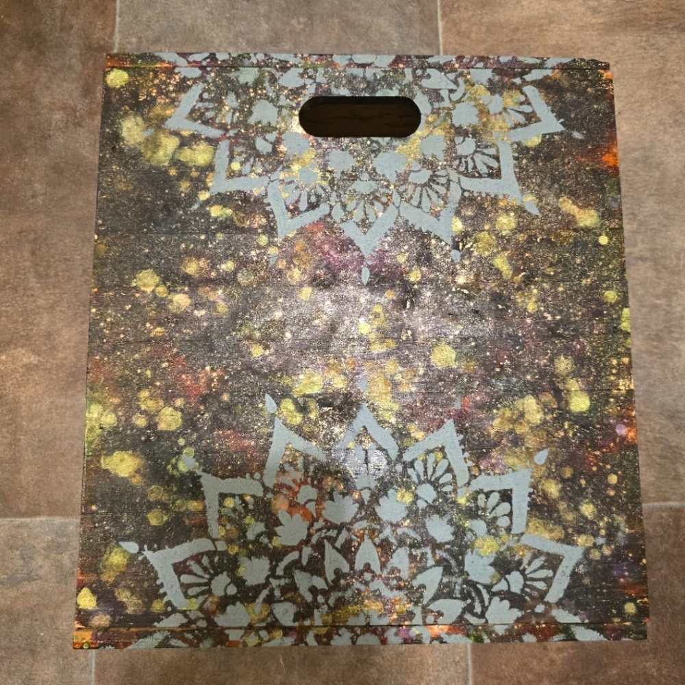 HANDCRAFTED Upcycled Wood Wine Box HANDPAINTED Barwear Travel Picnic Festival